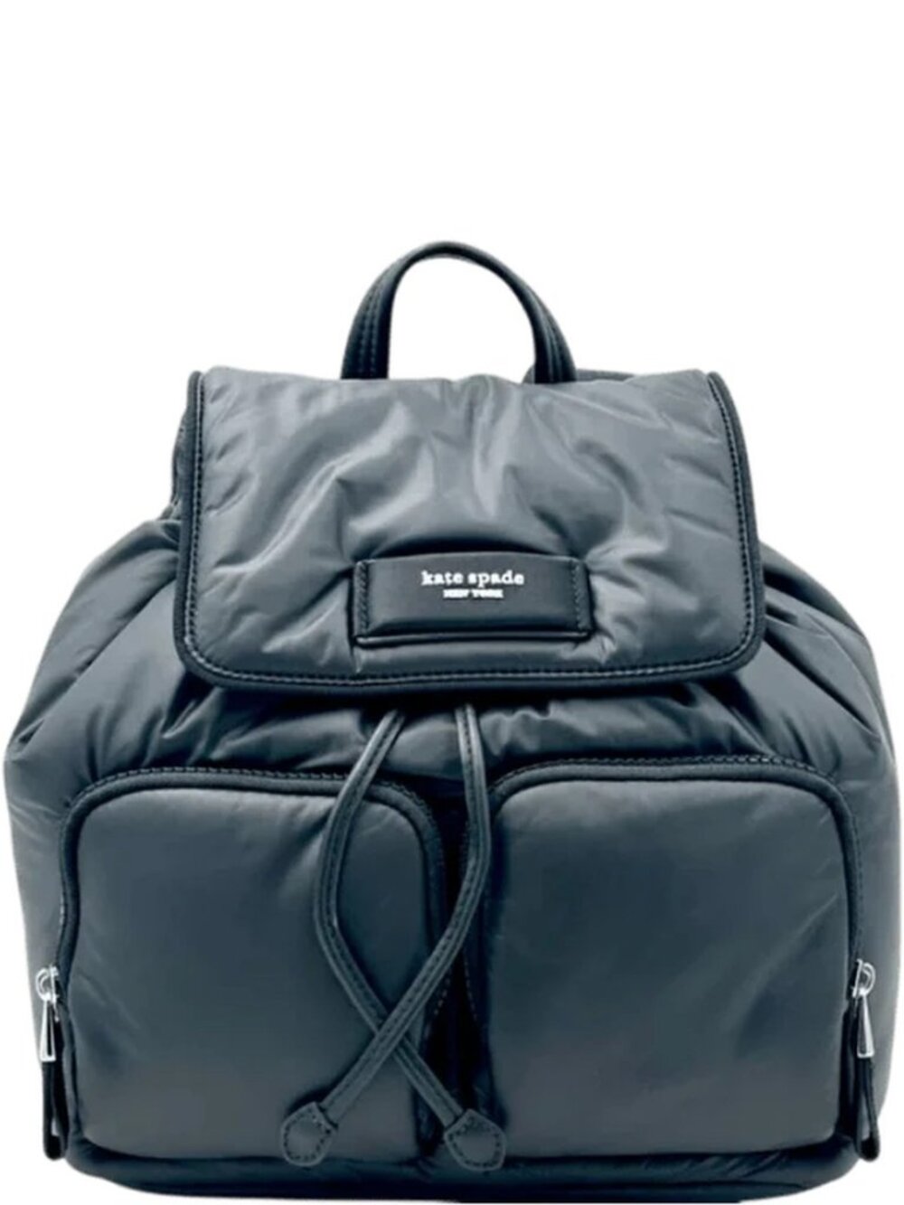Kate Spade Black Nylon Backpack – Drawstring Flap (New)